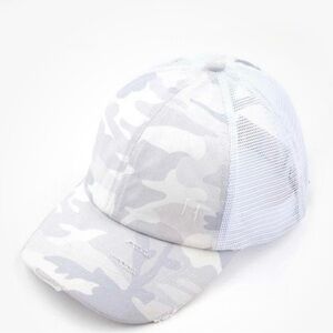 NWT C.C Kids white camouflage ponytail baseball cap